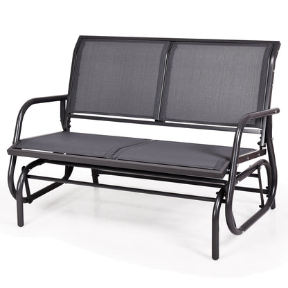 Swing Glider Chair 48 Inch Loveseat Rocker Lounge Backyard, Gray Patio Rocking Chairs & Gliders at Gallery Canada