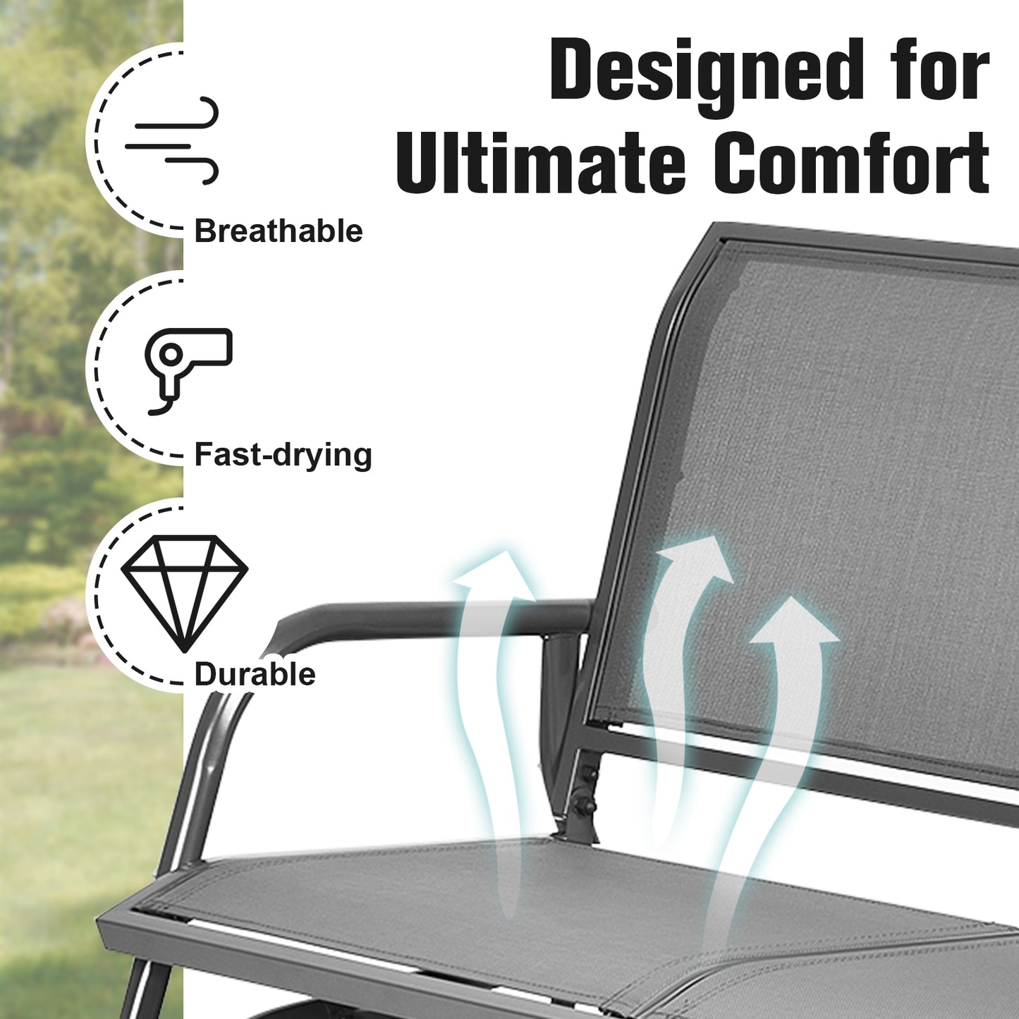 Swing Glider Chair 48 Inch Loveseat Rocker Lounge Backyard, Gray Patio Rocking Chairs & Gliders at Gallery Canada