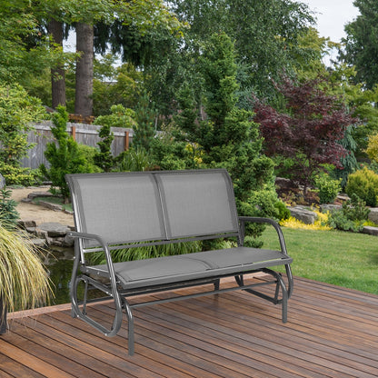 Swing Glider Chair 48 Inch Loveseat Rocker Lounge Backyard, Gray Patio Rocking Chairs & Gliders at Gallery Canada
