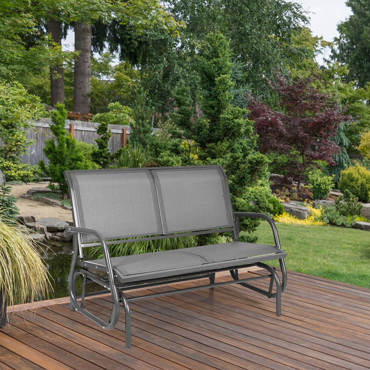 Swing Glider Chair 48 Inch Loveseat Rocker Lounge Backyard, Gray Patio Rocking Chairs & Gliders Gray at Gallery Canada