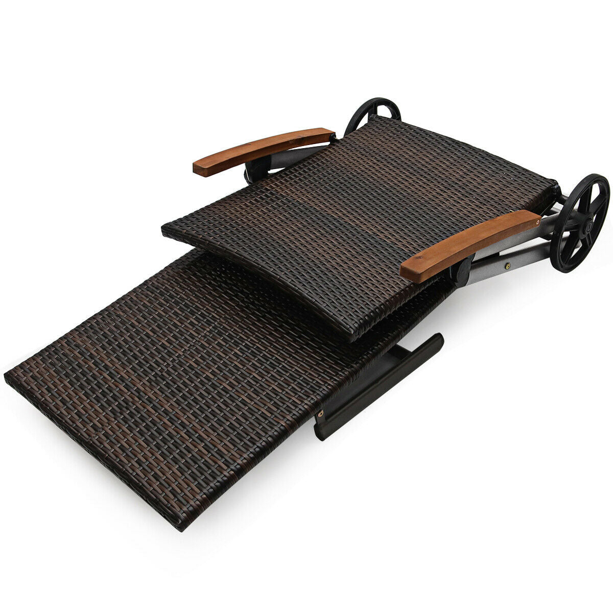 Outdoor Chaise Lounge Chair Rattan Lounger Recliner Chair, Brown Outdoor Chaise Lounges at Gallery Canada