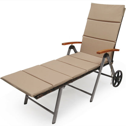 Outdoor Chaise Lounge Chair Rattan Lounger Recliner Chair, Brown Outdoor Chaise Lounges at Gallery Canada