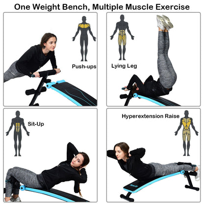 Adjustable Folding Weight Bench, Sit-Up Board, Blue Benches Racks & Bars at Gallery Canada