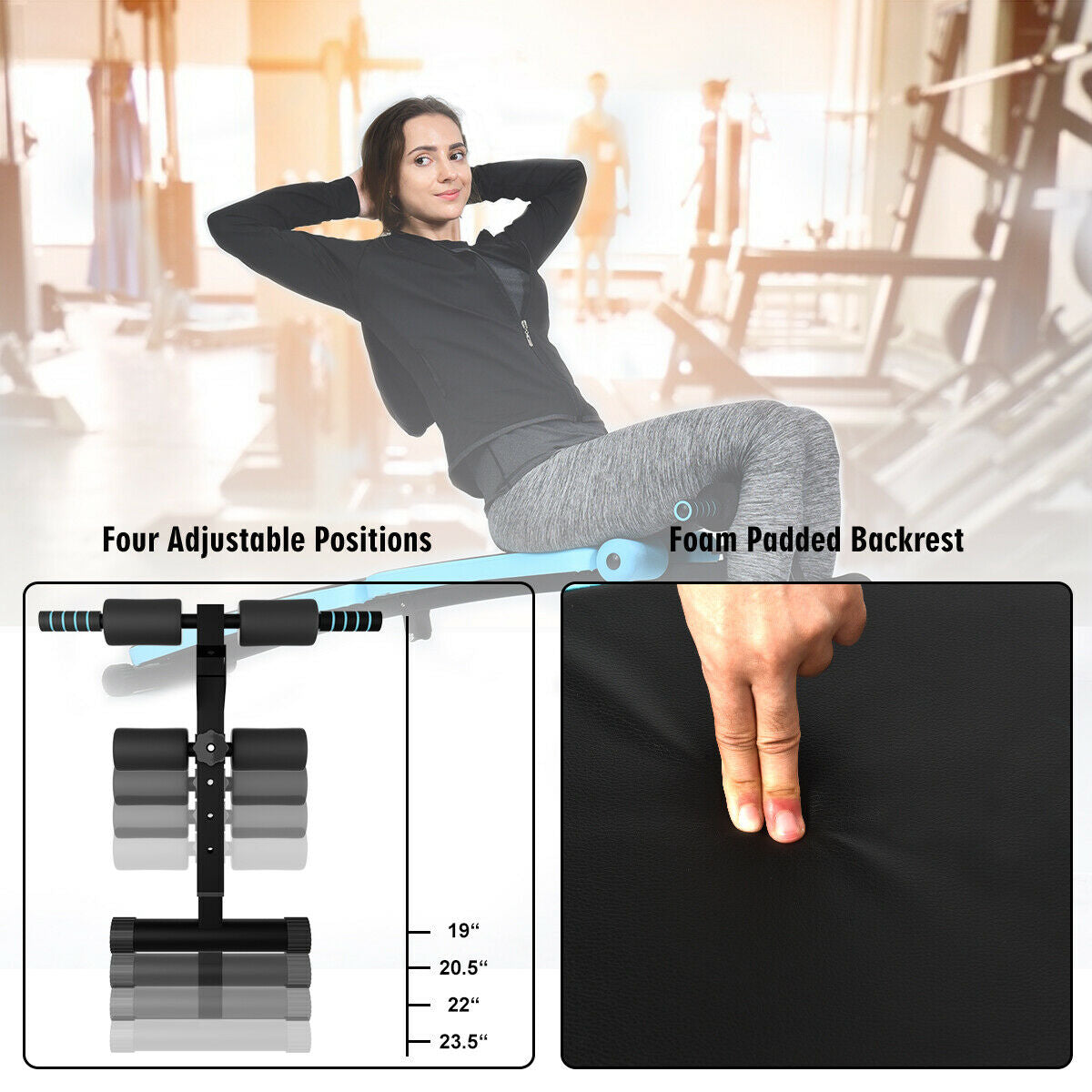 Adjustable Folding Weight Bench, Sit-Up Board, Blue Benches Racks & Bars at Gallery Canada