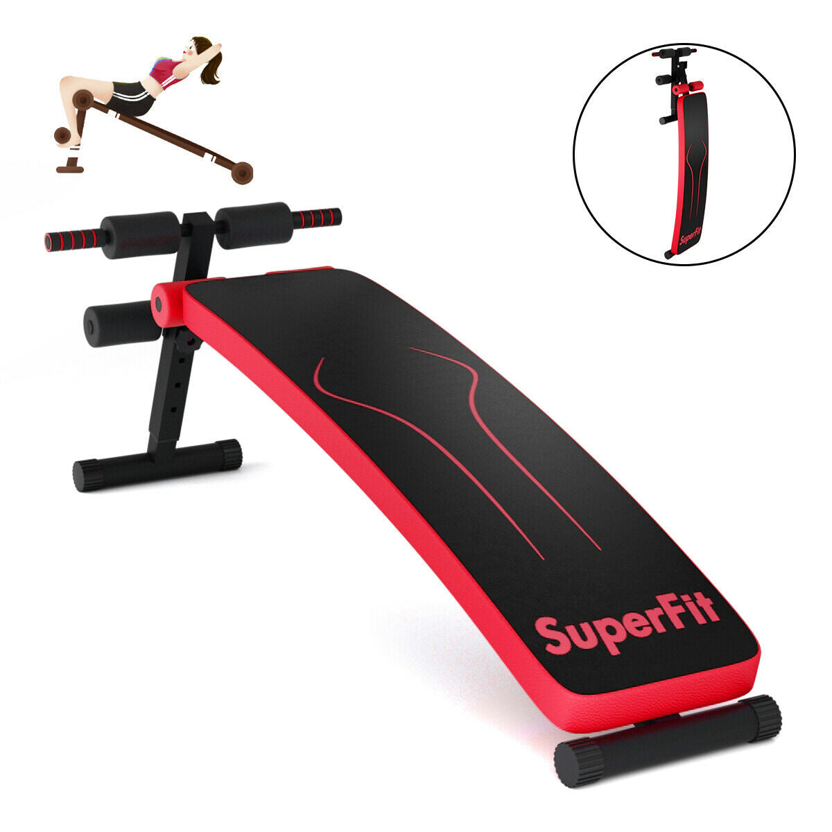 Folding Weight Bench, Adjustable Sit-Up Board, Red Benches Racks & Bars at Gallery Canada