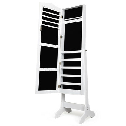 Mirrored Lockable Jewelry Cabinet Armoire Organizer Storage Box, White Jewelry Armoires at Gallery Canada