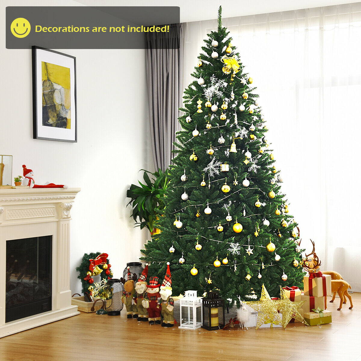 9 Feet Hinged Premium Artificial PVC Christmas Tree with Solid Metal Stand , Green Christmas Tree at Gallery Canada
