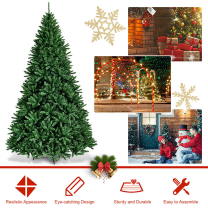 9 Feet Hinged Premium Artificial PVC Christmas Tree with Solid Metal Stand , Green Christmas Tree at Gallery Canada
