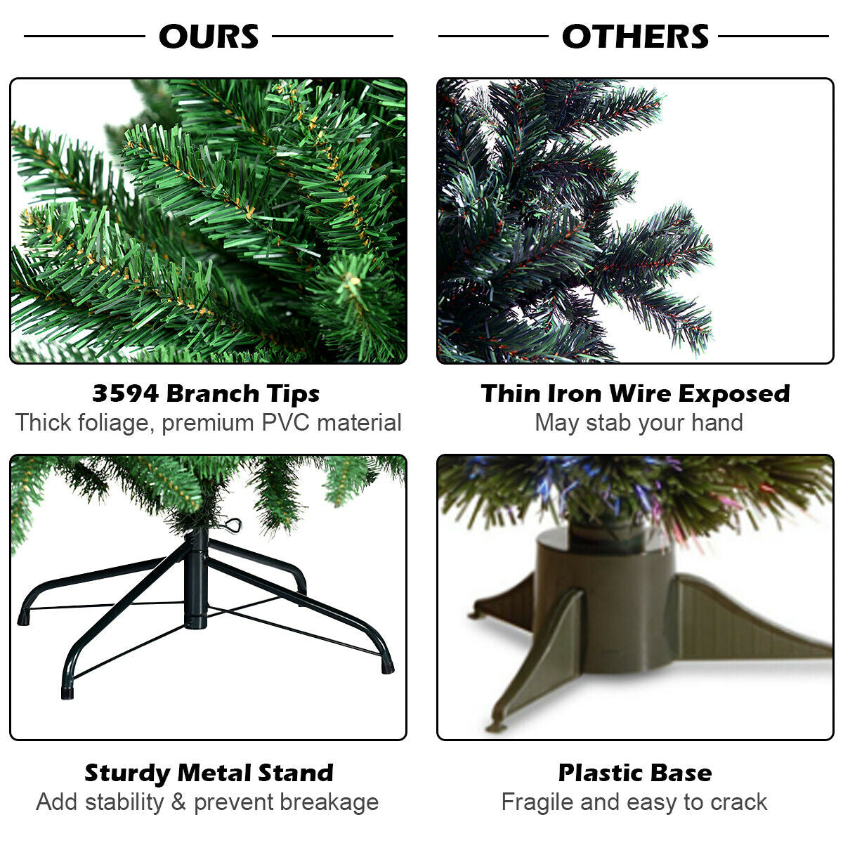 9 Feet Hinged Premium Artificial PVC Christmas Tree with Solid Metal Stand , Green Christmas Tree at Gallery Canada