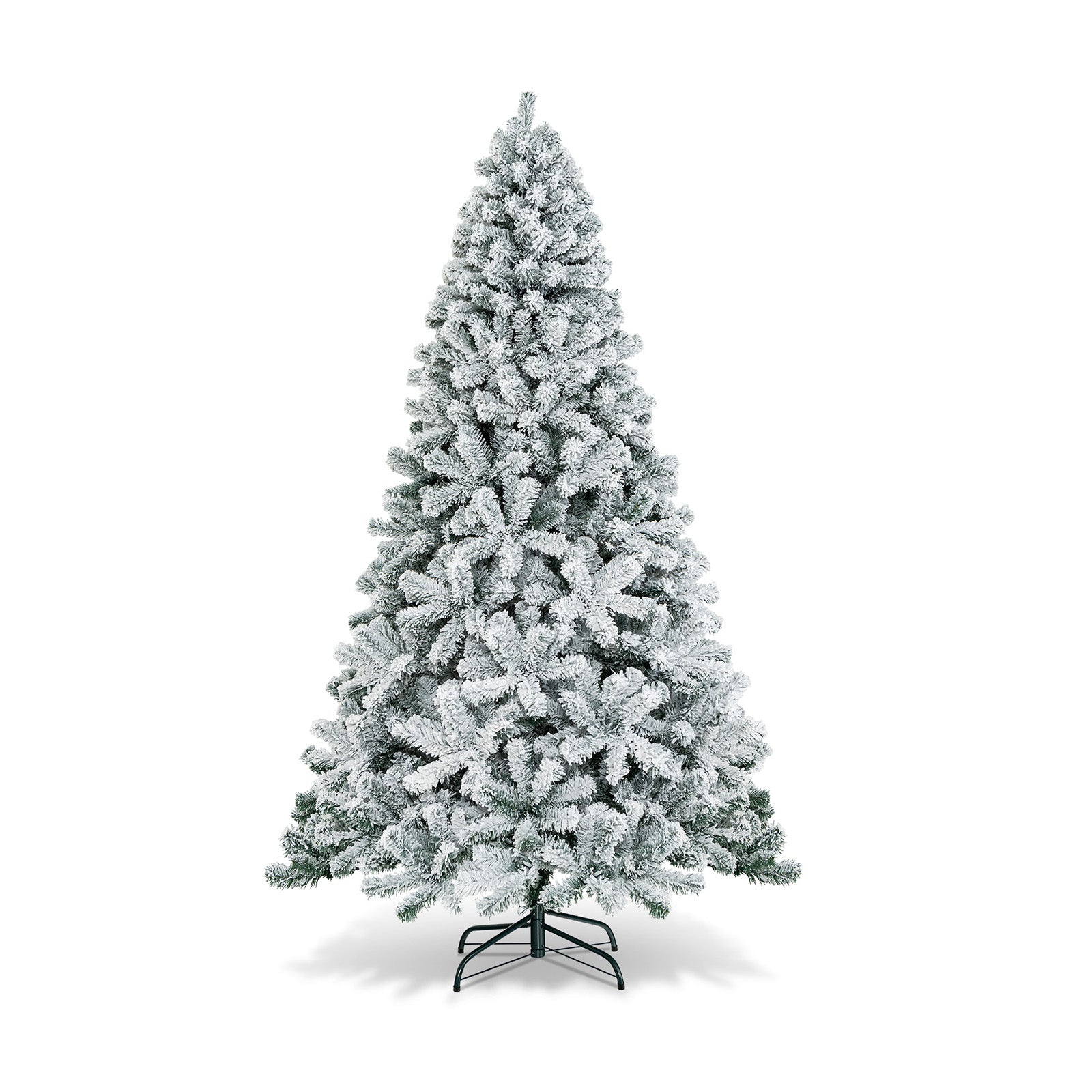 7.5 Feet Snow Flocked Hinged Artificial Christmas Tree, White Christmas Tree White at Gallery Canada
