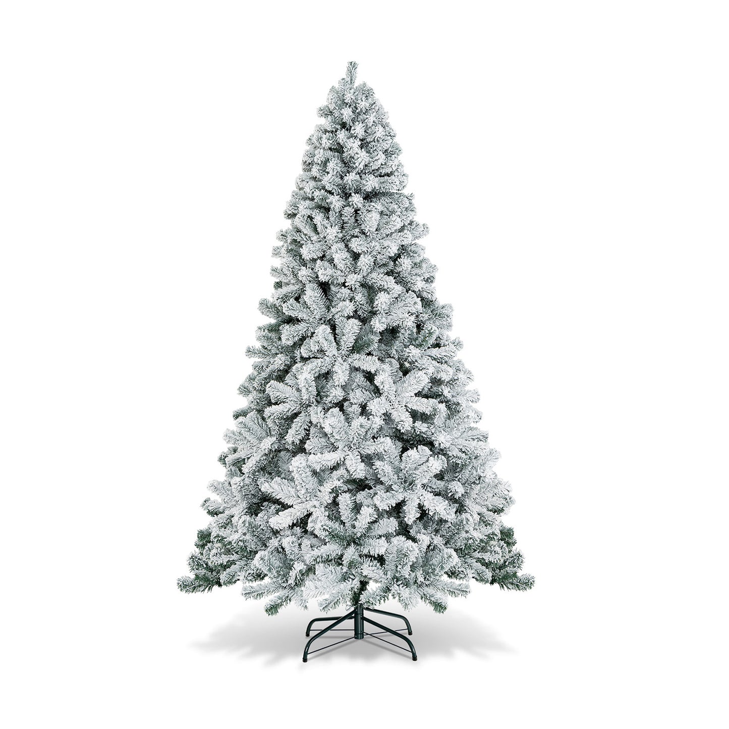 7.5 Feet Snow Flocked Hinged Artificial Christmas Tree, White Christmas Tree White at Gallery Canada