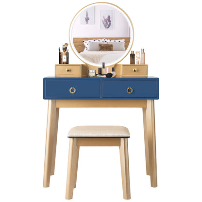 Makeup Vanity Table Set, 3 Color Lighting, Blue