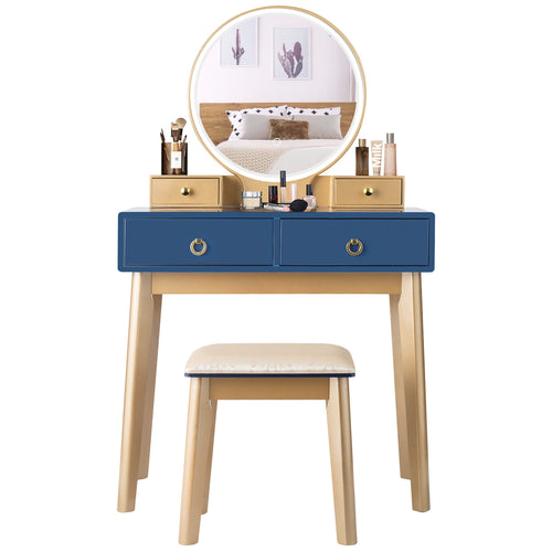 Makeup Vanity Table Set 3 Color Lighting Dressing Table, Blue