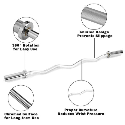 47 Inch Chrome Steel Home Gym Fitness Equipment Bar, Silver Benches Racks & Bars at Gallery Canada