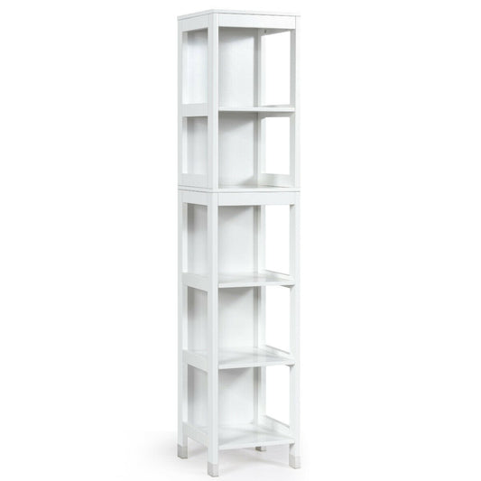 5-Tier Multifunctional  Bathroom Floor Cabine Storage with 2 Drawers, White - Gallery Canada
