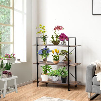 3/5 Tiers Industrial Bookcase with Metal Frame for Home Office-3-Tier, Brown at Gallery Canada
