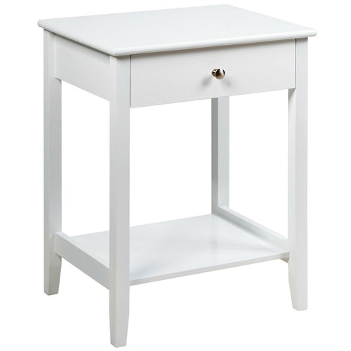 Wooden Bedside Sofa Table with Sliding Drawer, White