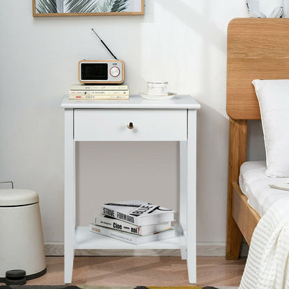 Wooden Bedside Sofa Table with Sliding Drawer, White Nightstands at Gallery Canada