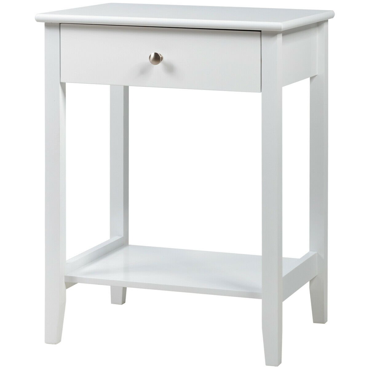 Wooden Bedside Sofa Table with Sliding Drawer, White Nightstands at Gallery Canada