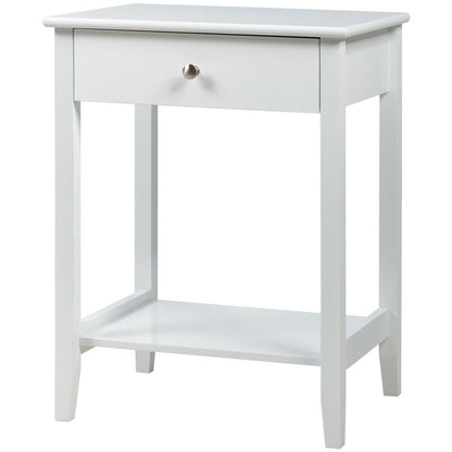 Wooden Bedside Sofa Table with Sliding Drawer, White Nightstands at Gallery Canada