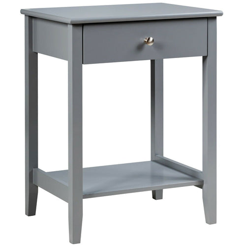 Wooden Bedside Sofa Table with Sliding Drawer, Gray