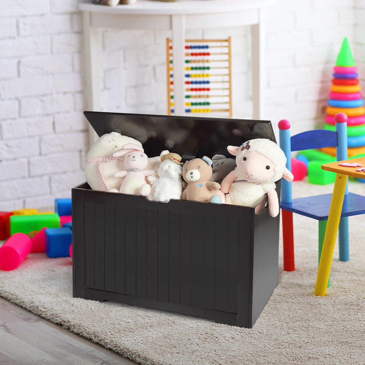Toy Box Wooden Toy Organizer with Flip-Top Lid, Brown Kids Storage at Gallery Canada
