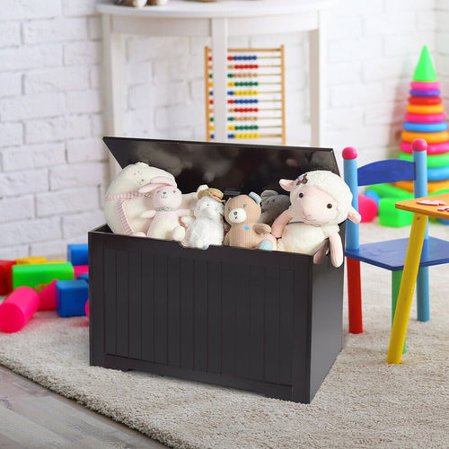 Toy Box Wooden Toy Organizer with Flip-Top Lid, Brown