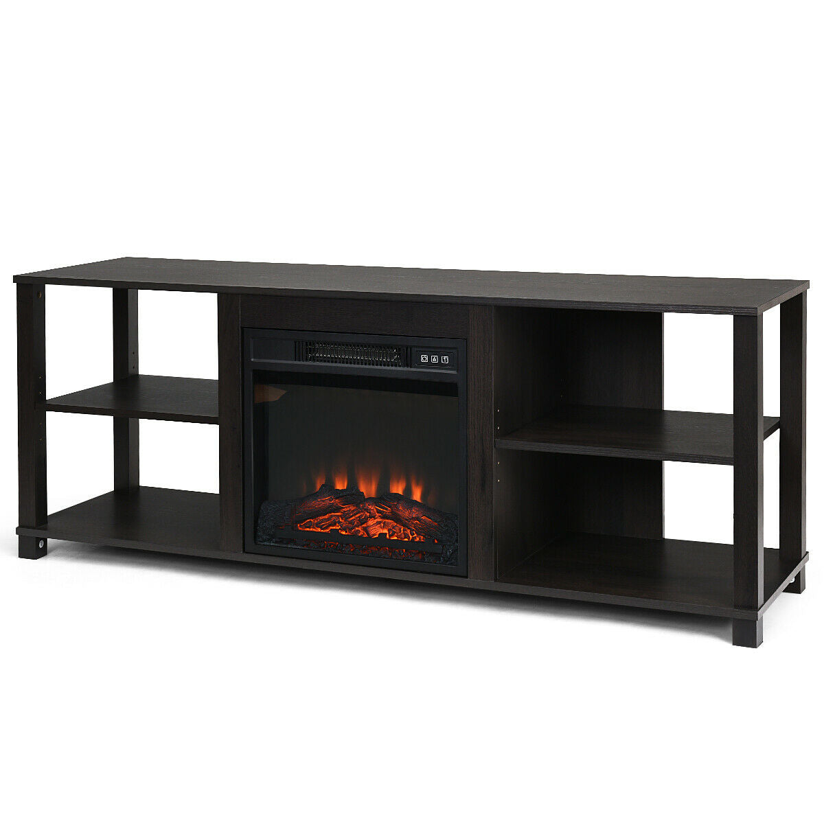 2-Tier TV Storage Cabinet Console with Adjustable Shelves, Black Entertainment Centers & TV Stands at Gallery Canada