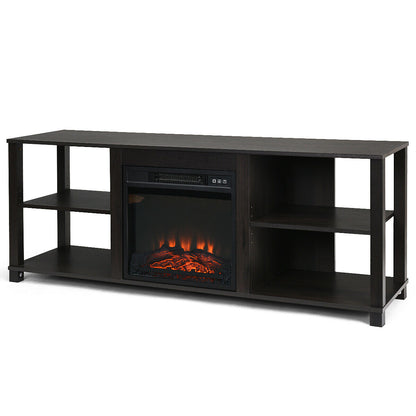 2-Tier TV Storage Cabinet Console with Adjustable Shelves, Black Entertainment Centers & TV Stands at Gallery Canada
