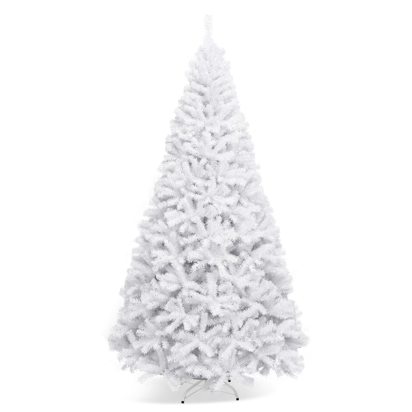 6 Feet / 7.5 Feet / 9 Feet Hinged Artificial Christmas Tree with Metal Stand-9 Feet, White - Gallery Canada