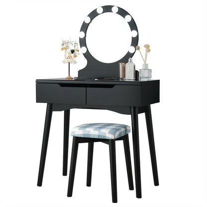 Vanity Makeup Dressing Set Lighted Mirror Touch Switch, Black Makeup Vanities at Gallery Canada