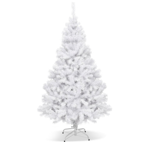6' / 7.5' / 9' Hinged Artificial Christmas Tree with Metal Stand-6 ft, White