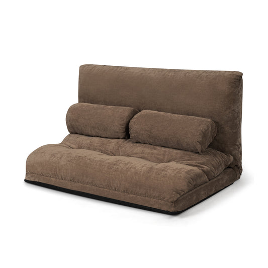 6-Position Adjustable Sleeper Lounge Couch, 2 Pillows, Brown Floor Chairs Brown at Gallery Canada
