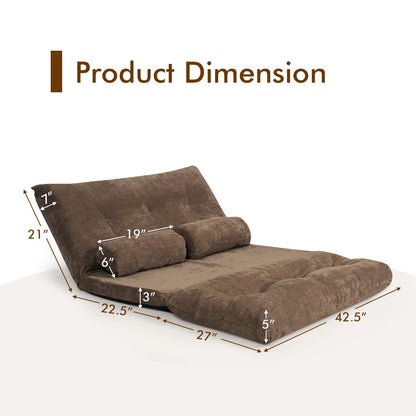 6-Position Adjustable Sleeper Lounge Couch, 2 Pillows, Brown Floor Chairs at Gallery Canada