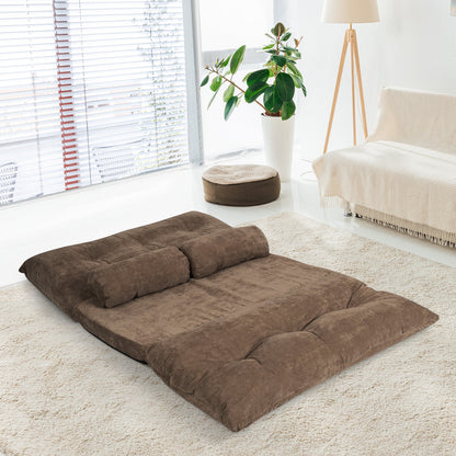 6-Position Adjustable Sleeper Lounge Couch, 2 Pillows, Brown Floor Chairs at Gallery Canada