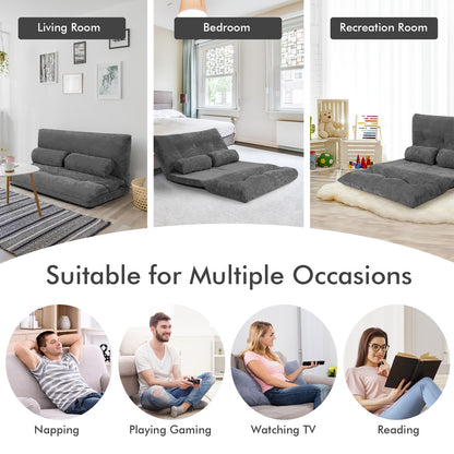 6-Position Adjustable Sleeper Lounge Couch, Gray Floor Chairs at Gallery Canada