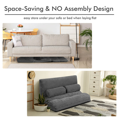 6-Position Adjustable Sleeper Lounge Couch, Gray Floor Chairs at Gallery Canada