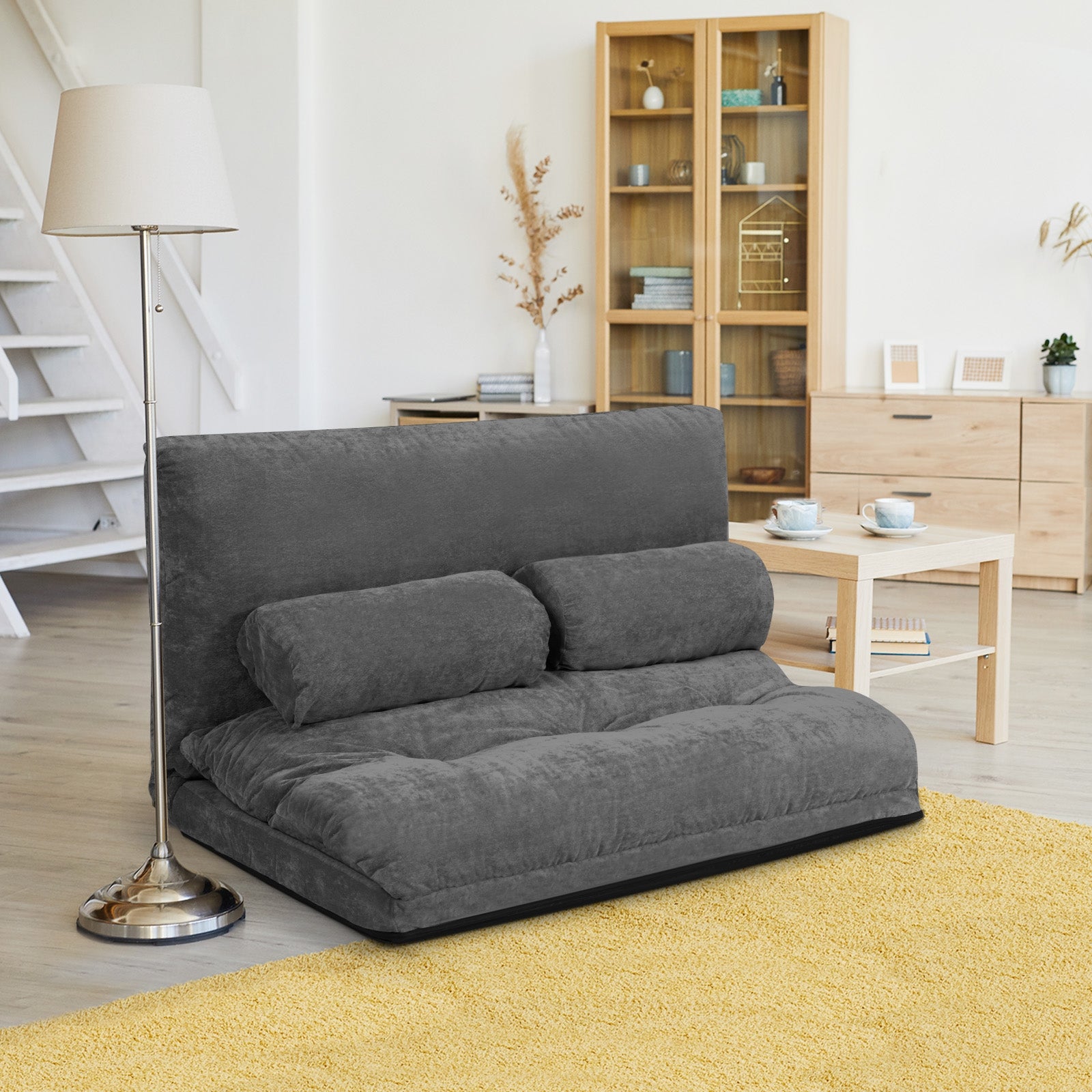 6-Position Adjustable Sleeper Lounge Couch, Gray Floor Chairs at Gallery Canada