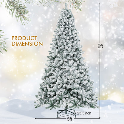 9 Feet Artificial Christmas Tree with Premium Snow Flocked Hinged, White Christmas Tree at Gallery Canada
