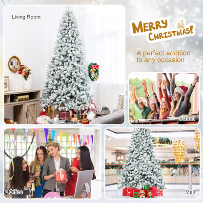 9 Feet Artificial Christmas Tree with Premium Snow Flocked Hinged, White Christmas Tree at Gallery Canada