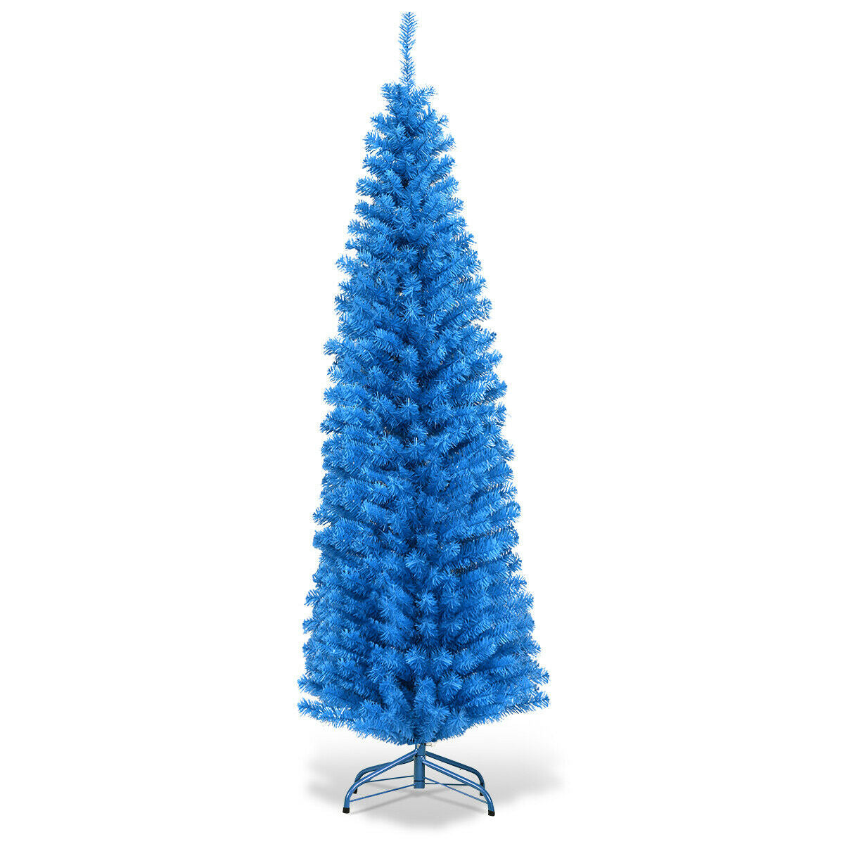 6 Feet Unlit Pencil Slim Artificial Christmas Tree, Blue