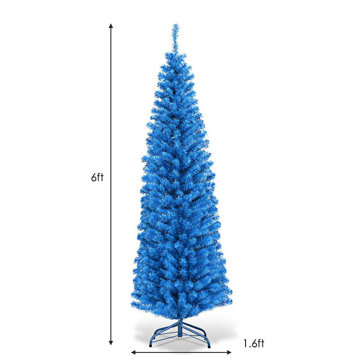 6 Feet Unlit Pencil Slim Tree Artificial Christmas Tree, Blue Christmas Tree at Gallery Canada