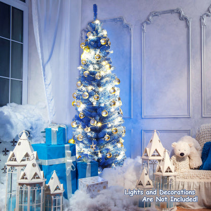 6 Feet Unlit Pencil Slim Tree Artificial Christmas Tree, Blue Christmas Tree at Gallery Canada