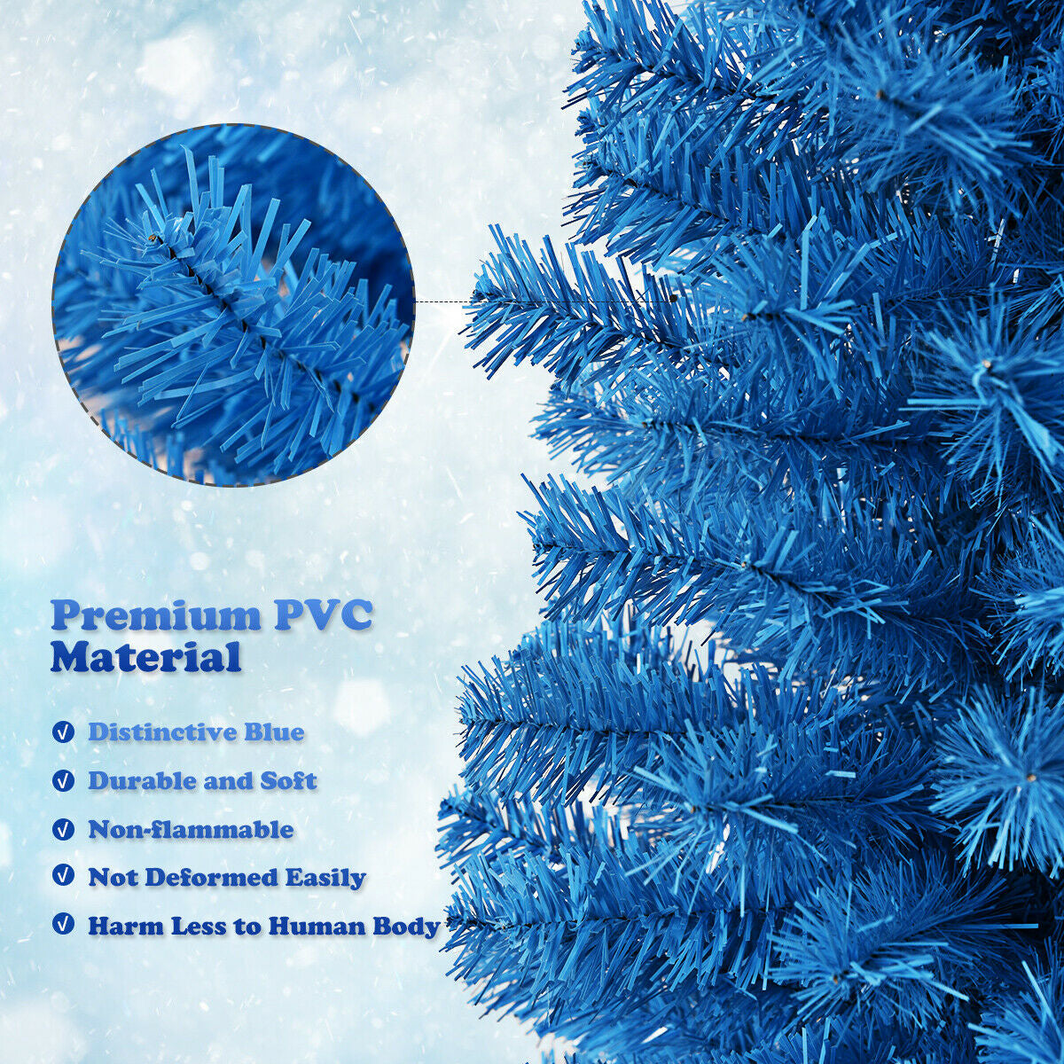 6 Feet Unlit Pencil Slim Tree Artificial Christmas Tree, Blue Christmas Tree at Gallery Canada