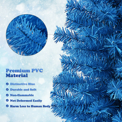 6 Feet Unlit Pencil Slim Tree Artificial Christmas Tree, Blue Christmas Tree at Gallery Canada