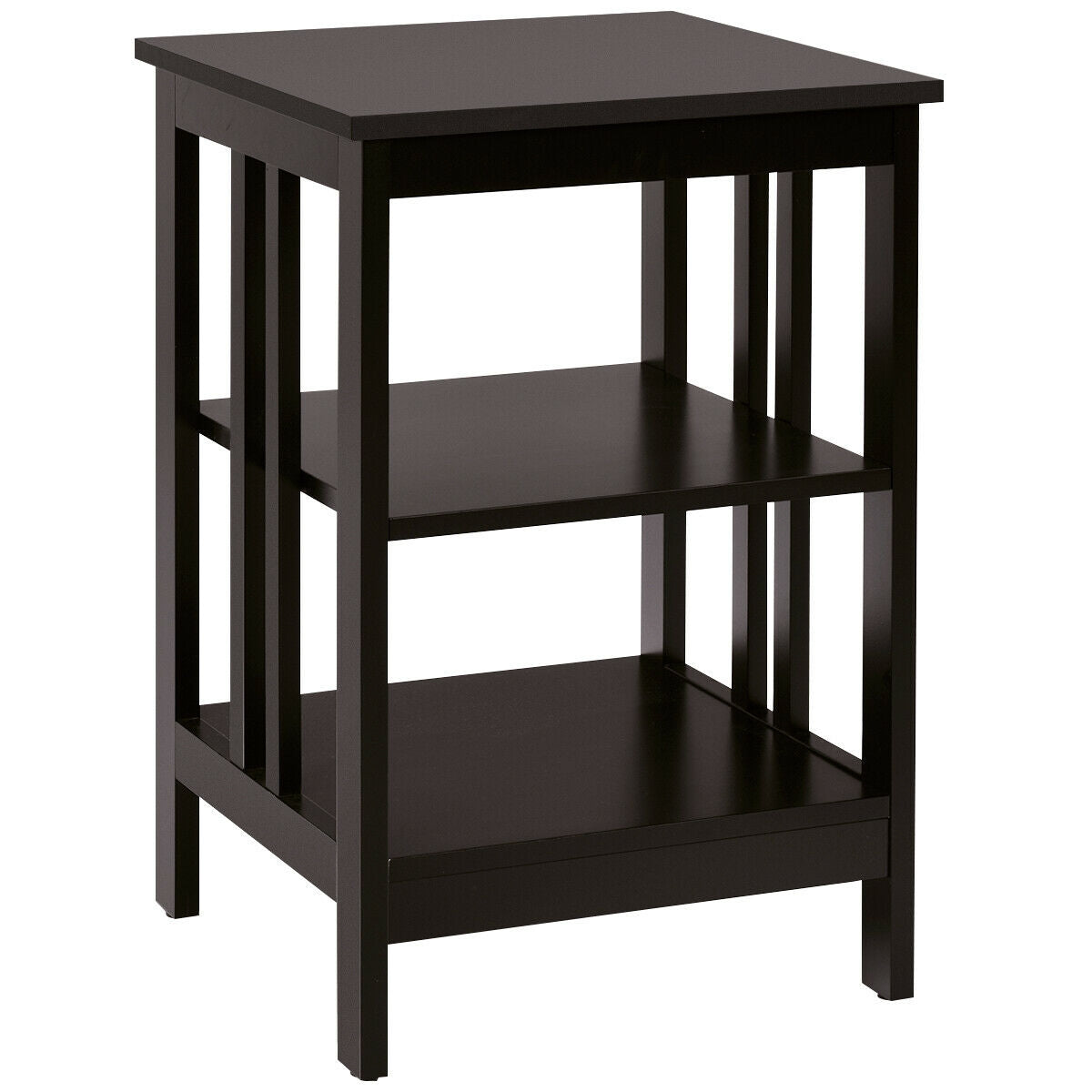 3-tier Side Table Nightstand with Stable Structure, Dark Brown