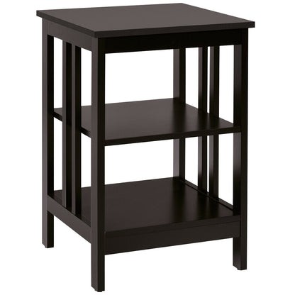 3-tier Side Table Nightstand with Stable Structure, Dark Brown