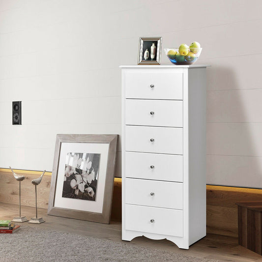 6 Drawers Chest Dresser Clothes Storage Bedroom Furniture Cabinet, White - Gallery Canada