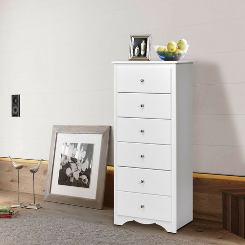 6 Drawers Chest Dresser Clothes Storage Bedroom Furniture Cabinet, White