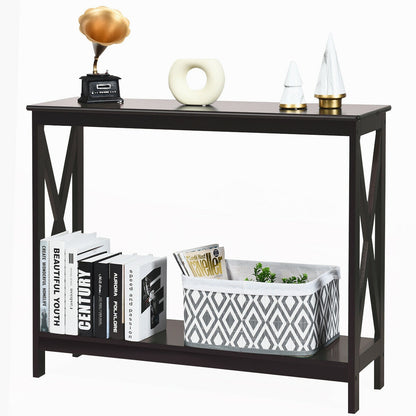 2-Tier Console Sofa Side Table, Dark Brown Console Tables at Gallery Canada